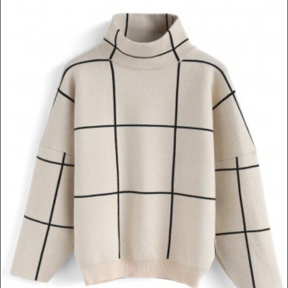 Chicwish Grid Turtleneck Sweater